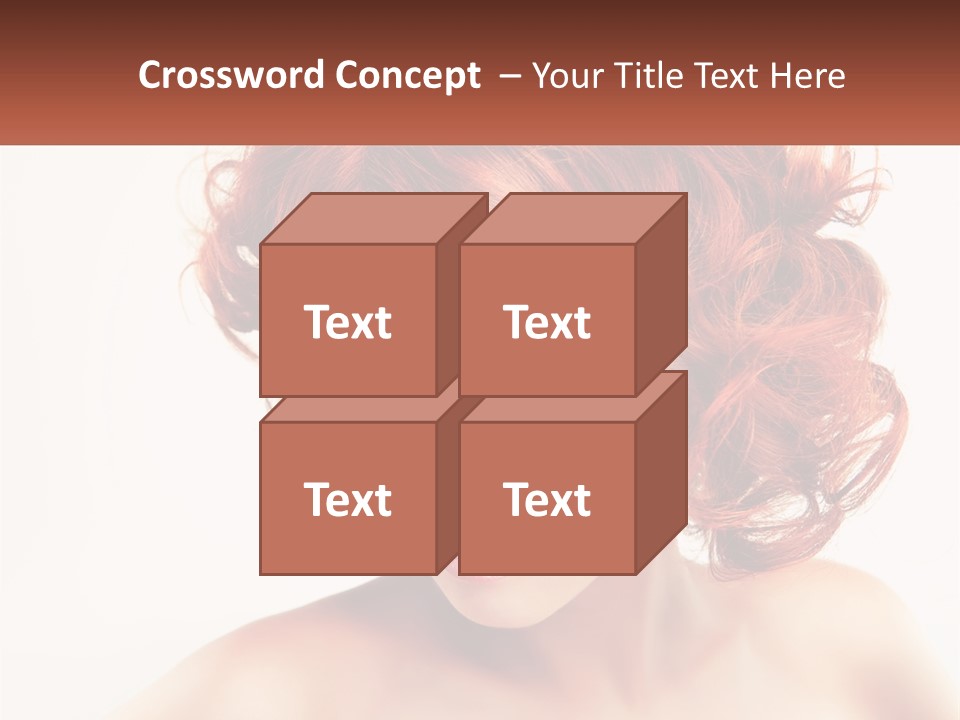 A Woman With Red Hair Is Looking Down PowerPoint Template