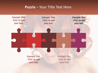 A Woman With Red Hair Is Looking Down PowerPoint Template