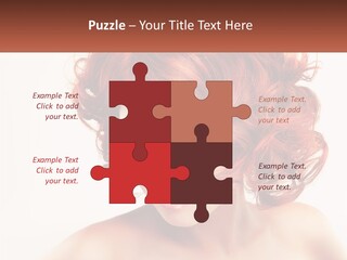 A Woman With Red Hair Is Looking Down PowerPoint Template