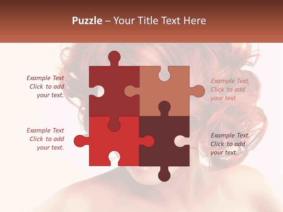 A Woman With Red Hair Is Looking Down PowerPoint Template