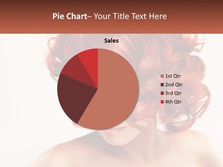 A Woman With Red Hair Is Looking Down PowerPoint Template