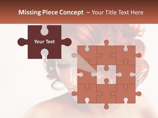 A Woman With Red Hair Is Looking Down PowerPoint Template