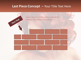 A Woman With Red Hair Is Looking Down PowerPoint Template