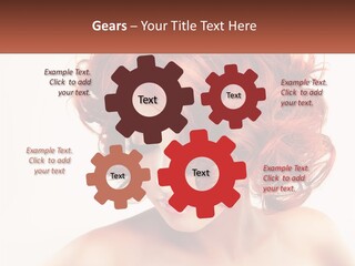 A Woman With Red Hair Is Looking Down PowerPoint Template