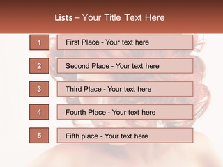 A Woman With Red Hair Is Looking Down PowerPoint Template