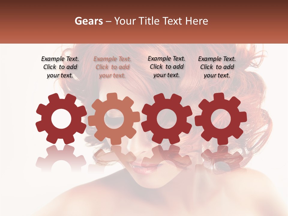 A Woman With Red Hair Is Looking Down PowerPoint Template