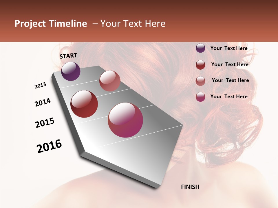 A Woman With Red Hair Is Looking Down PowerPoint Template
