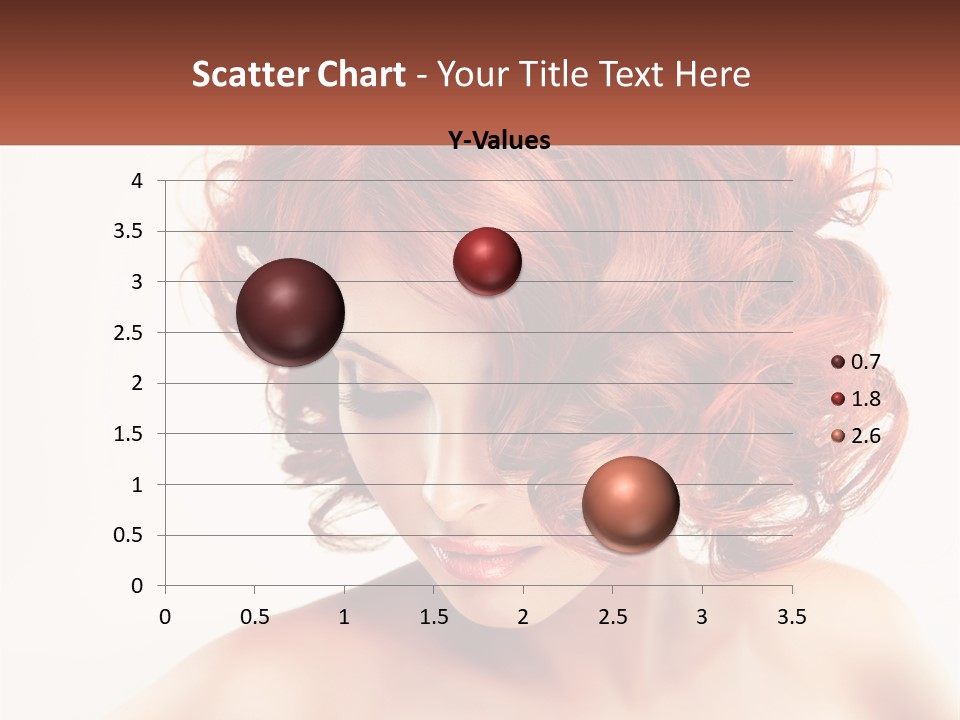 A Woman With Red Hair Is Looking Down PowerPoint Template