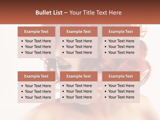 A Woman With Red Hair Is Looking Down PowerPoint Template