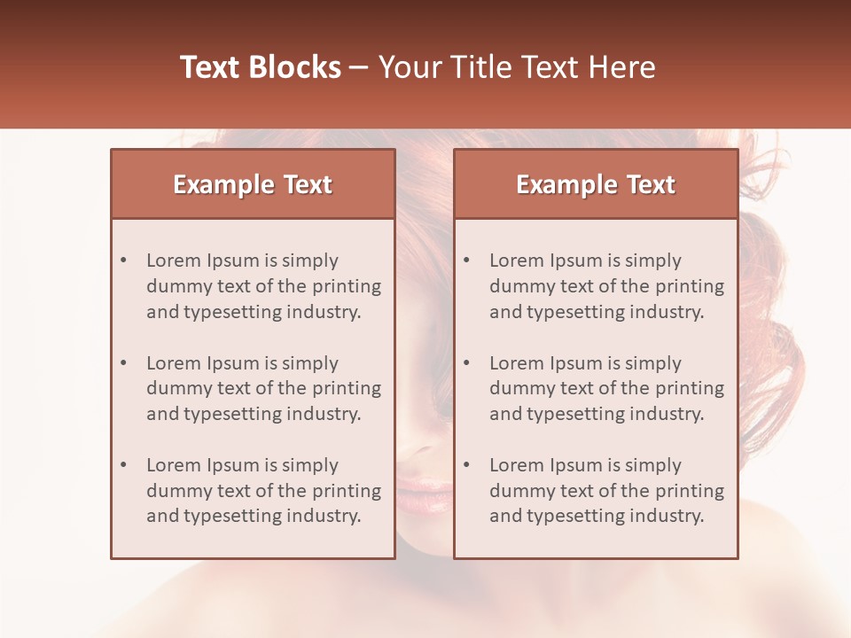 A Woman With Red Hair Is Looking Down PowerPoint Template