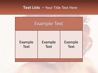 A Woman With Red Hair Is Looking Down PowerPoint Template