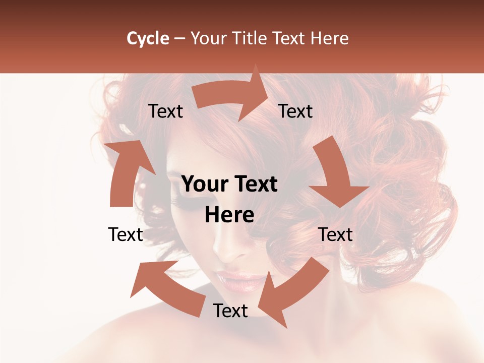 A Woman With Red Hair Is Looking Down PowerPoint Template