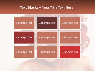 A Woman With Red Hair Is Looking Down PowerPoint Template