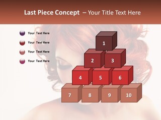 A Woman With Red Hair Is Looking Down PowerPoint Template