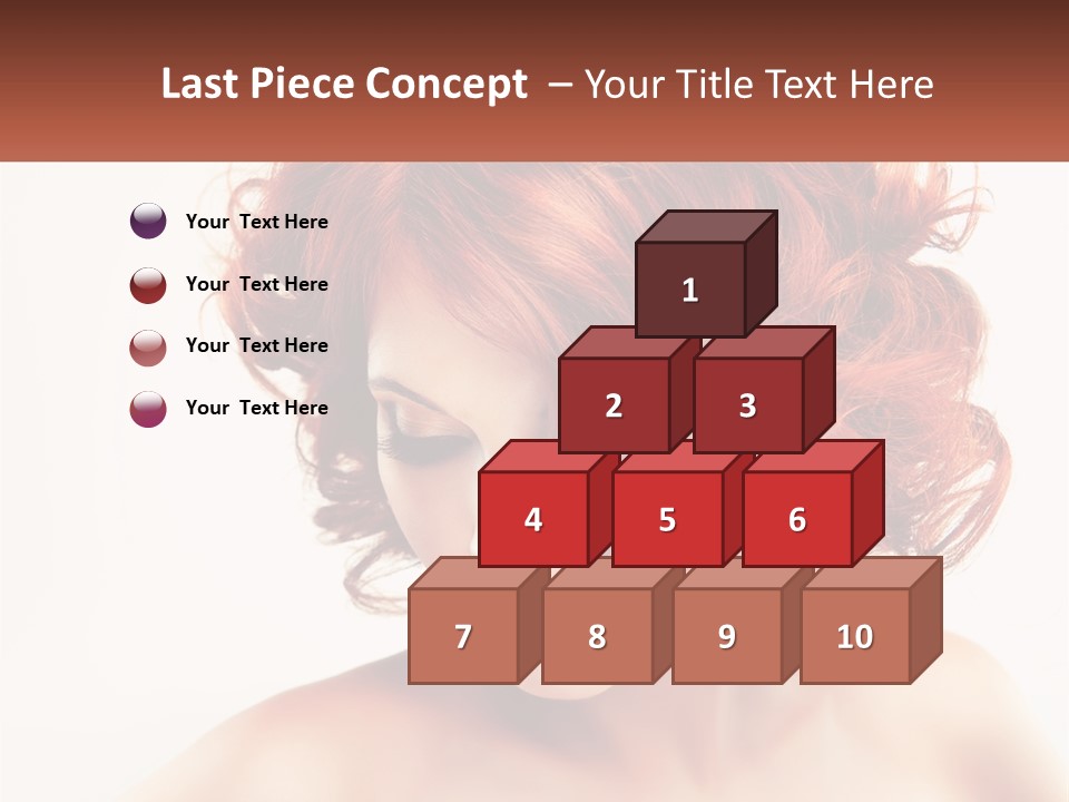A Woman With Red Hair Is Looking Down PowerPoint Template