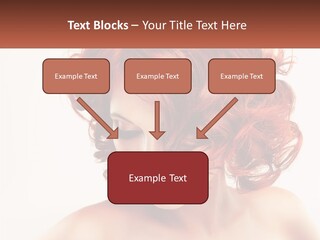 A Woman With Red Hair Is Looking Down PowerPoint Template