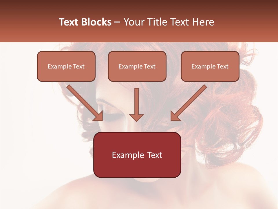 A Woman With Red Hair Is Looking Down PowerPoint Template