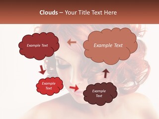 A Woman With Red Hair Is Looking Down PowerPoint Template