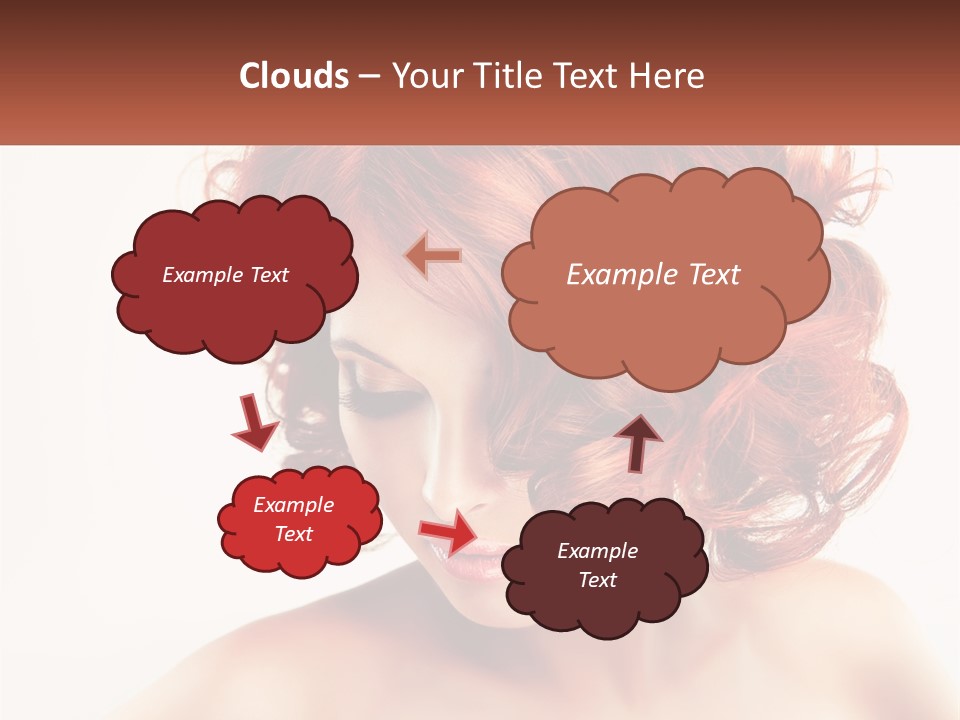 A Woman With Red Hair Is Looking Down PowerPoint Template