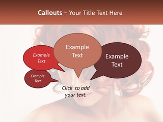 A Woman With Red Hair Is Looking Down PowerPoint Template