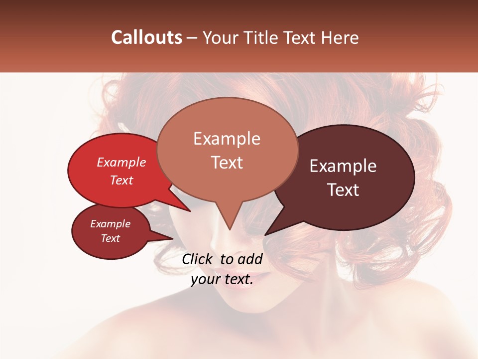 A Woman With Red Hair Is Looking Down PowerPoint Template