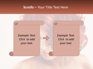 A Woman With Red Hair Is Looking Down PowerPoint Template
