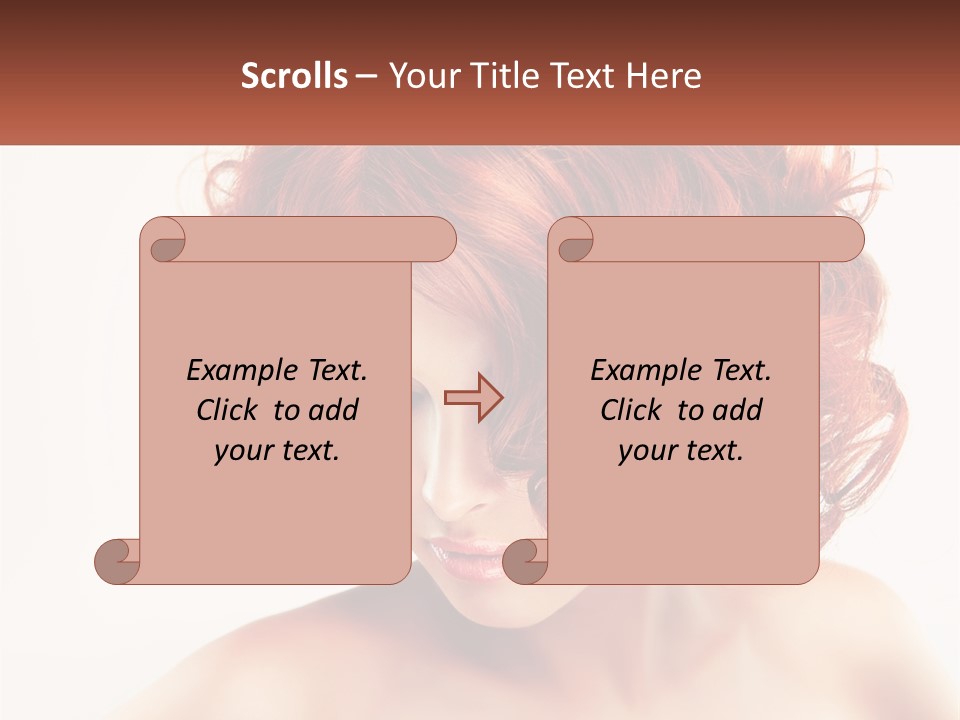 A Woman With Red Hair Is Looking Down PowerPoint Template