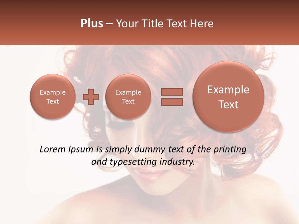 A Woman With Red Hair Is Looking Down PowerPoint Template