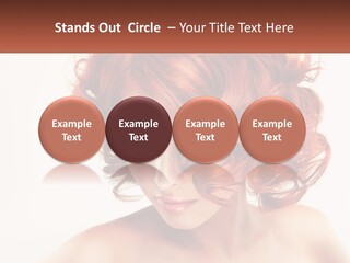 A Woman With Red Hair Is Looking Down PowerPoint Template