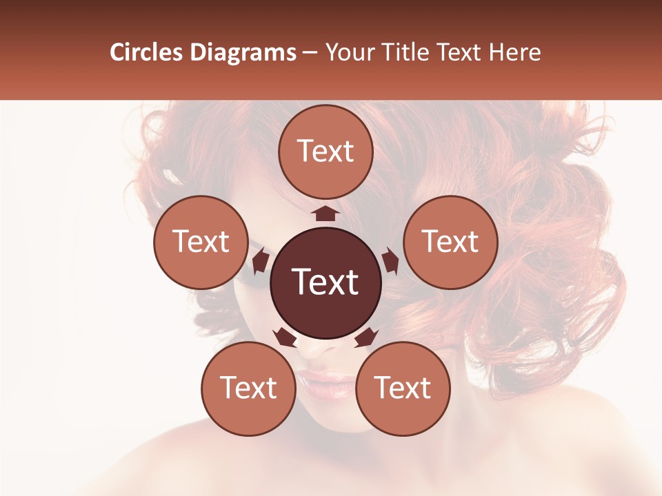 A Woman With Red Hair Is Looking Down PowerPoint Template