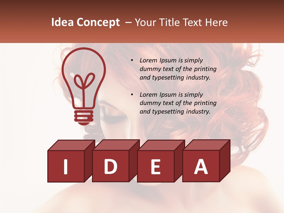A Woman With Red Hair Is Looking Down PowerPoint Template