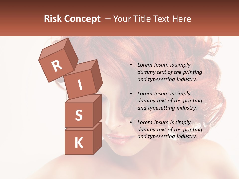 A Woman With Red Hair Is Looking Down PowerPoint Template