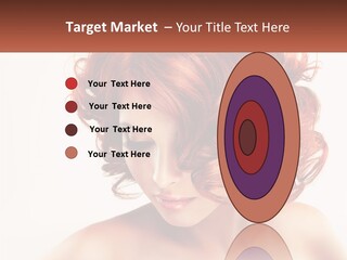 A Woman With Red Hair Is Looking Down PowerPoint Template