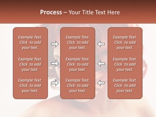 A Woman With Red Hair Is Looking Down PowerPoint Template