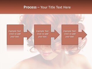 A Woman With Red Hair Is Looking Down PowerPoint Template