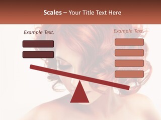 A Woman With Red Hair Is Looking Down PowerPoint Template