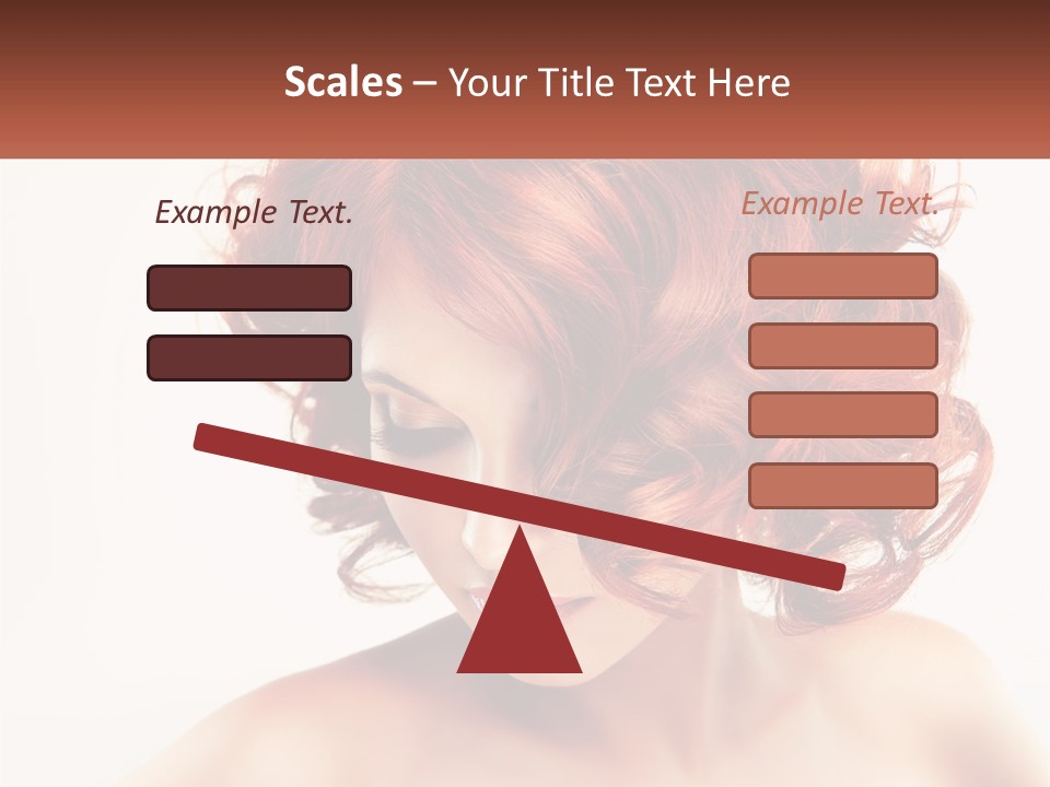 A Woman With Red Hair Is Looking Down PowerPoint Template