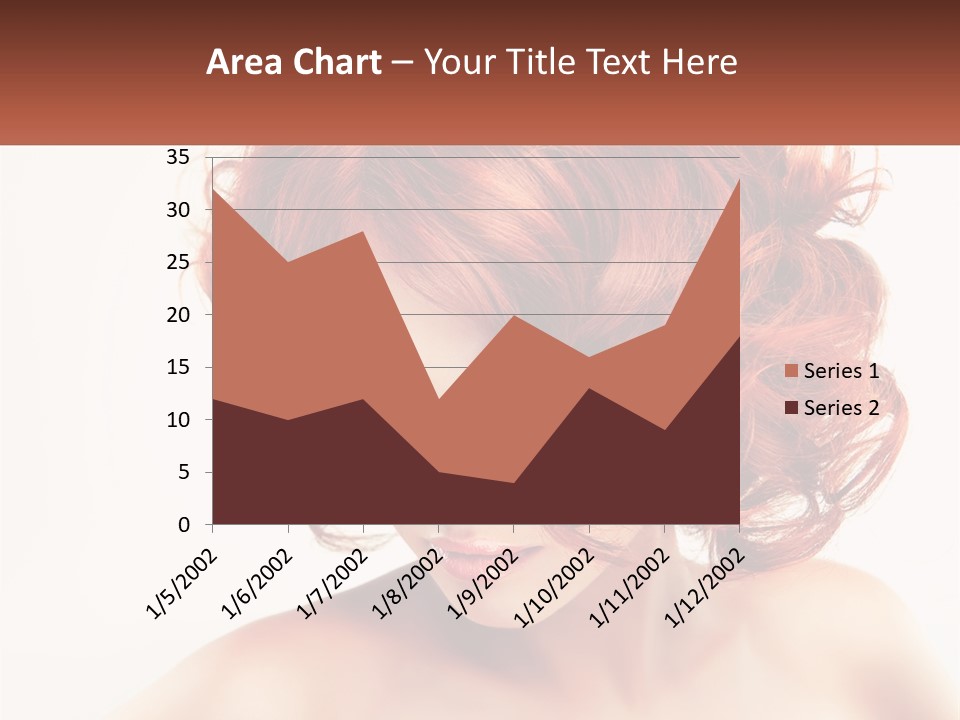 A Woman With Red Hair Is Looking Down PowerPoint Template