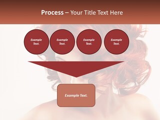 A Woman With Red Hair Is Looking Down PowerPoint Template