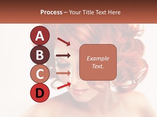 A Woman With Red Hair Is Looking Down PowerPoint Template