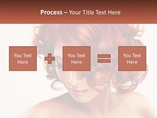 A Woman With Red Hair Is Looking Down PowerPoint Template