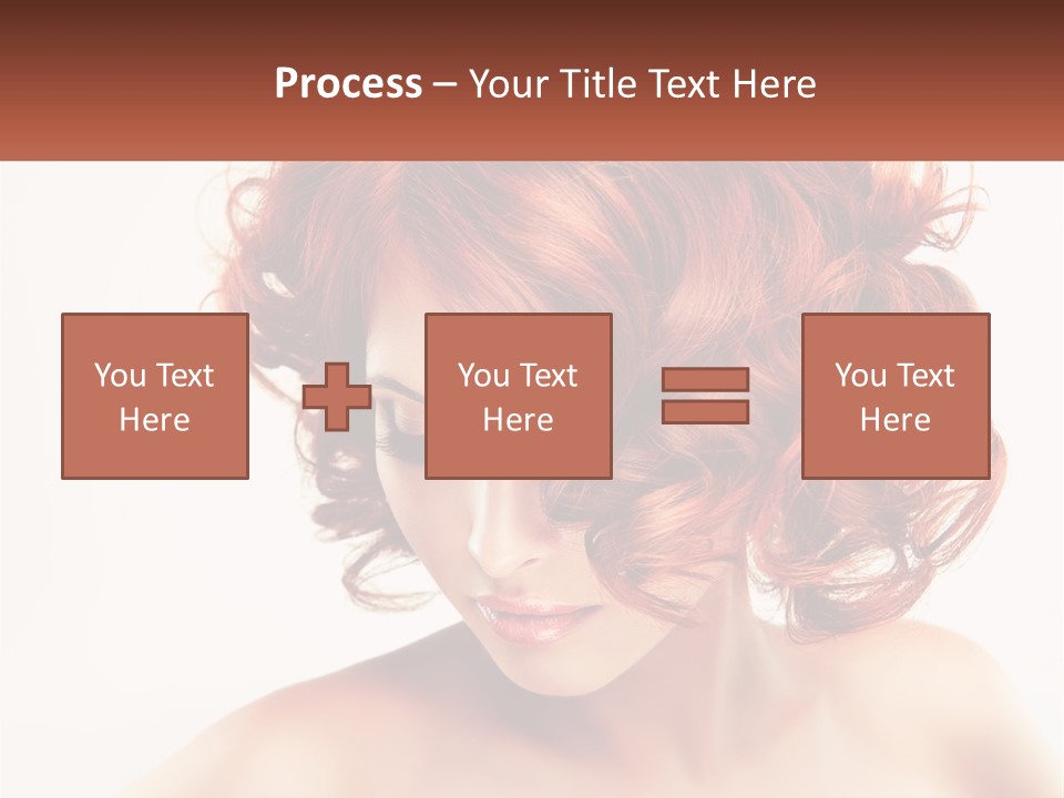 A Woman With Red Hair Is Looking Down PowerPoint Template