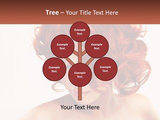 A Woman With Red Hair Is Looking Down PowerPoint Template