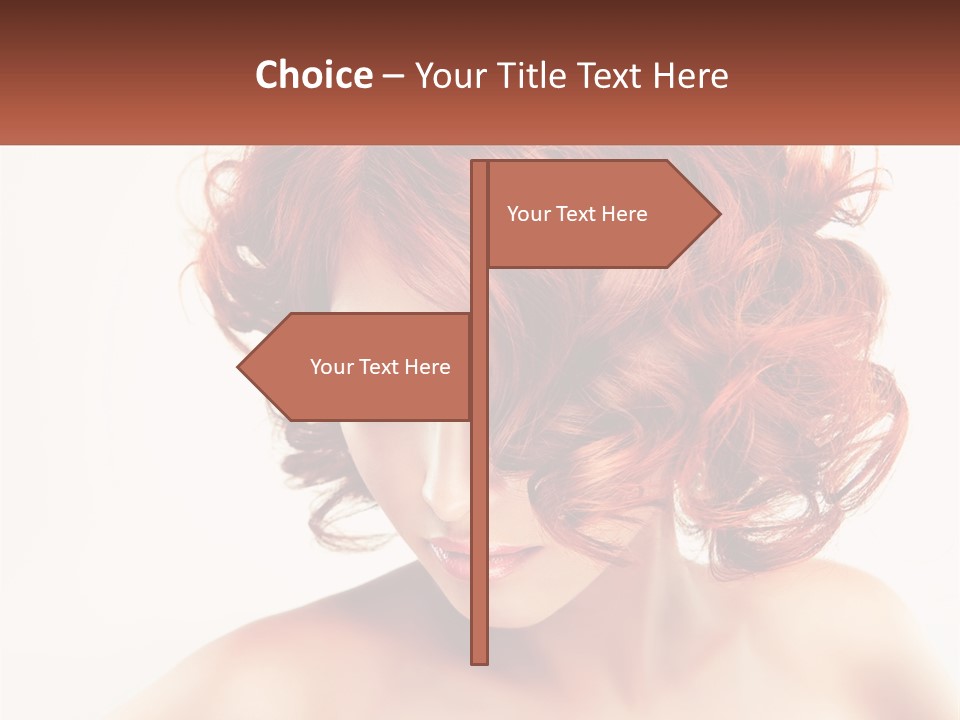 A Woman With Red Hair Is Looking Down PowerPoint Template
