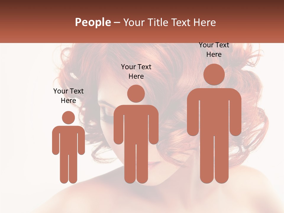 A Woman With Red Hair Is Looking Down PowerPoint Template