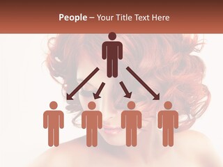 A Woman With Red Hair Is Looking Down PowerPoint Template