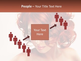 A Woman With Red Hair Is Looking Down PowerPoint Template