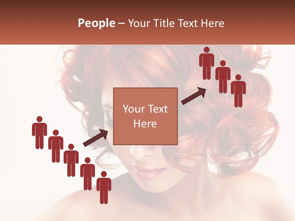 A Woman With Red Hair Is Looking Down PowerPoint Template
