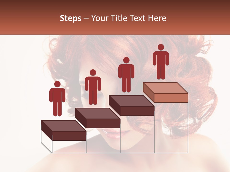 A Woman With Red Hair Is Looking Down PowerPoint Template