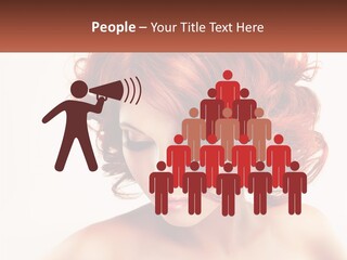 A Woman With Red Hair Is Looking Down PowerPoint Template